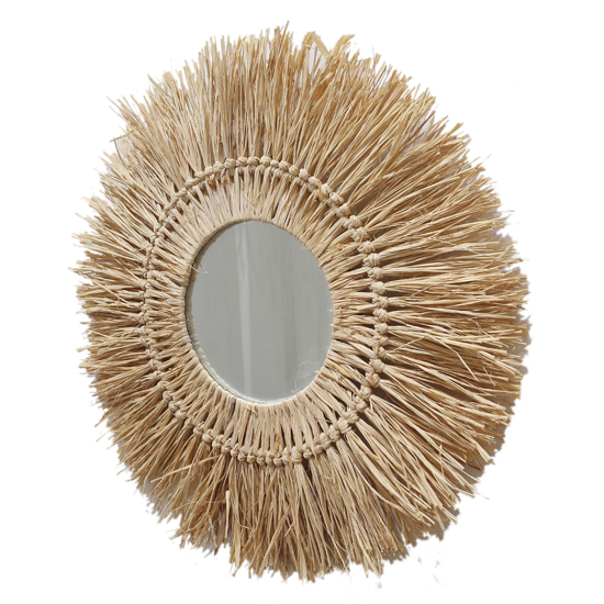 Round Handmade Straw Frame Mirror XRM-2X